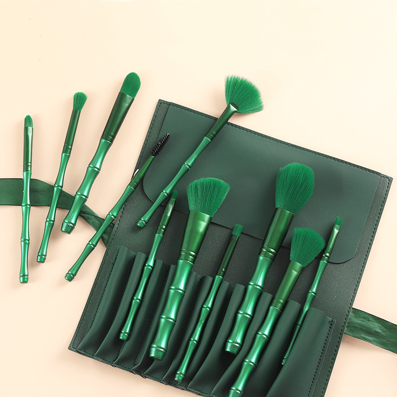 Bamboo Hair Brush - 11 Adet Bambu Makyaj Fırça Seti